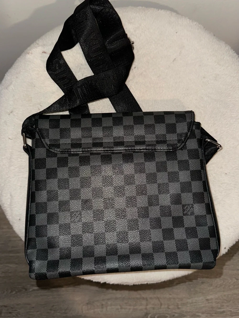 Louis Vuitton Black Damier Graphite Messenger Bag with Embossed Strap